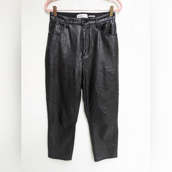 Abercrombie & Fitch Ankle Straight Ultra High Rise Patent Leather Pants Size 6 - Picture 1 of 6